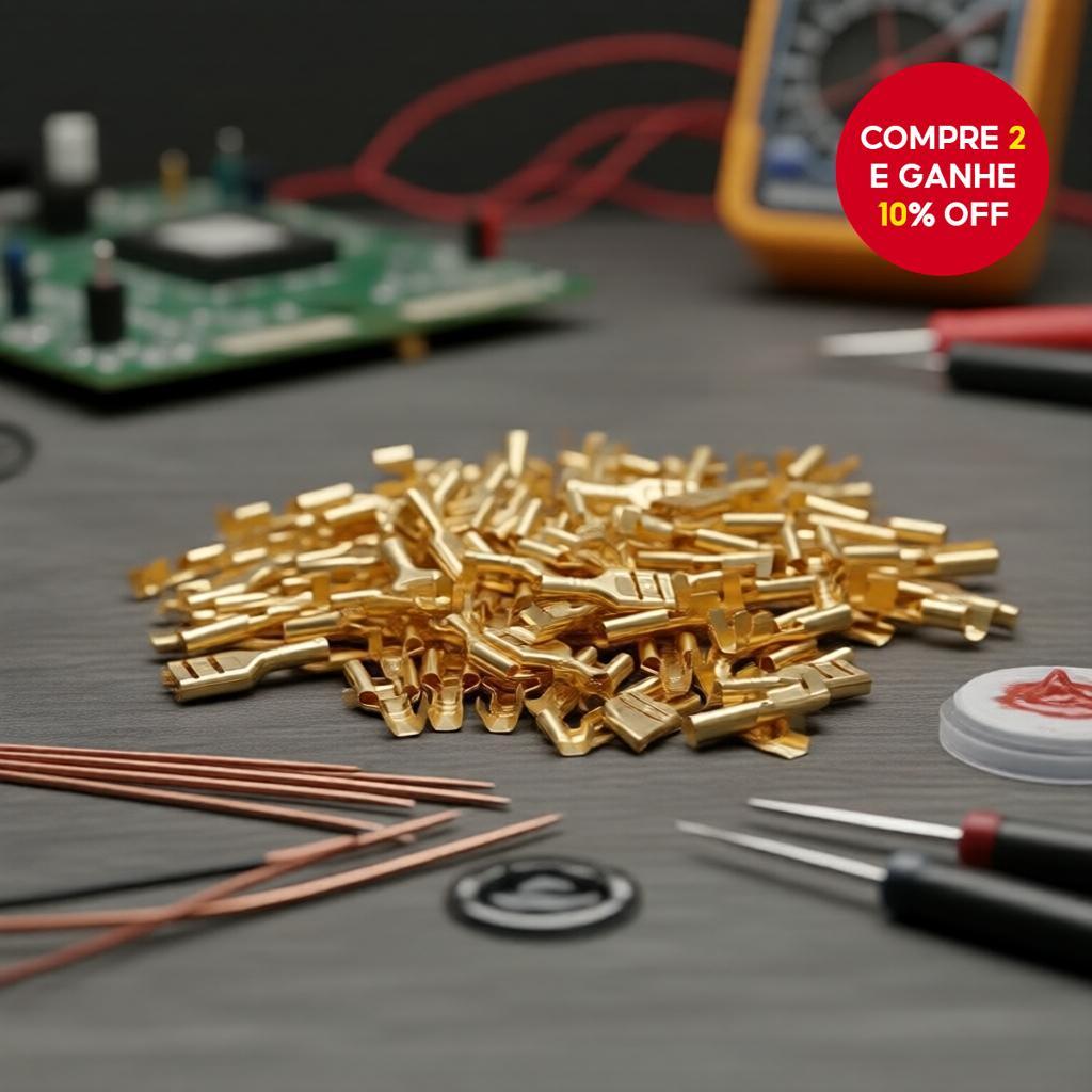 100pcs Conector Fêmea Dourado Latão 6,3mm para Fios de Alto-falantes de Carro