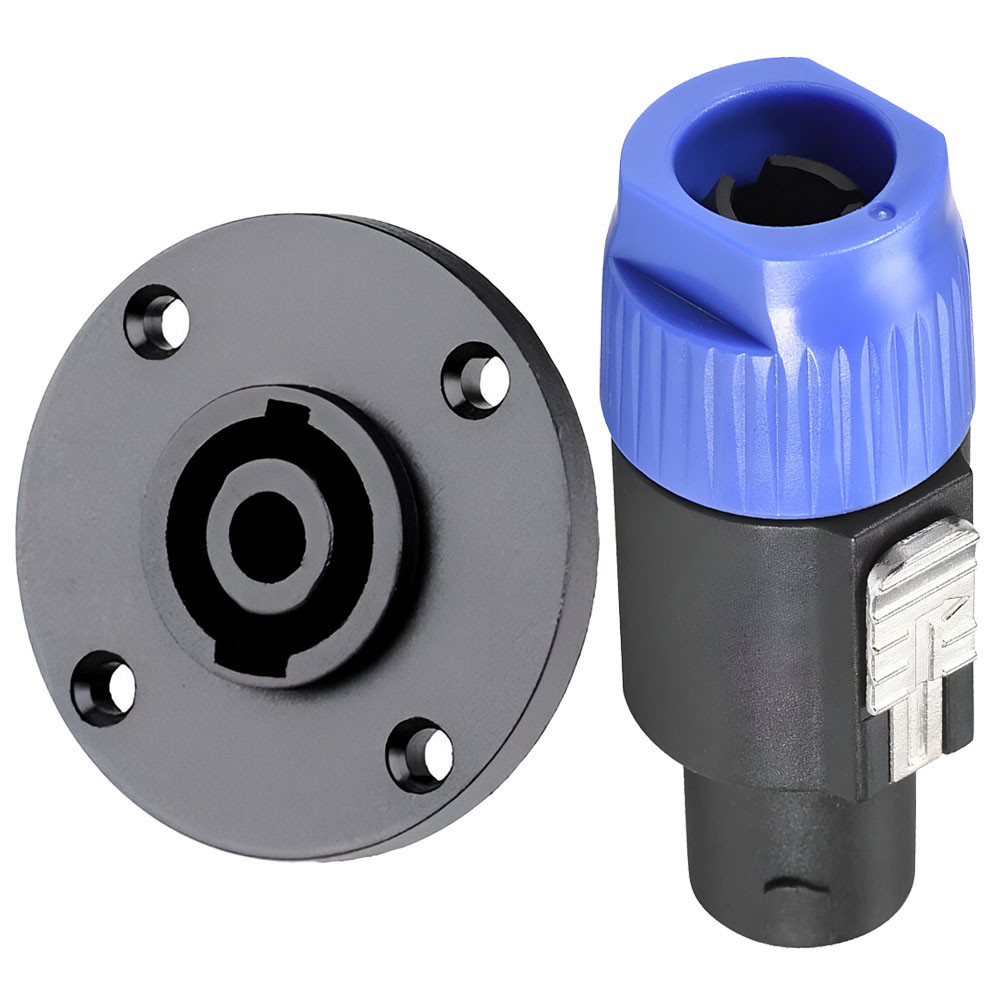 Kit De Conectores Speakon Speaker Profissional Fêmea e Macho Com Trava