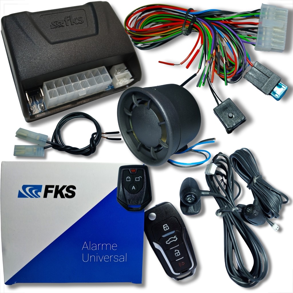 ALARME AUTOMOTIVO LINHA FORD COM CHAVE CANIVETE E BLOQUEADOR VEICULAR UNIVERSAL COMPLETO KIT