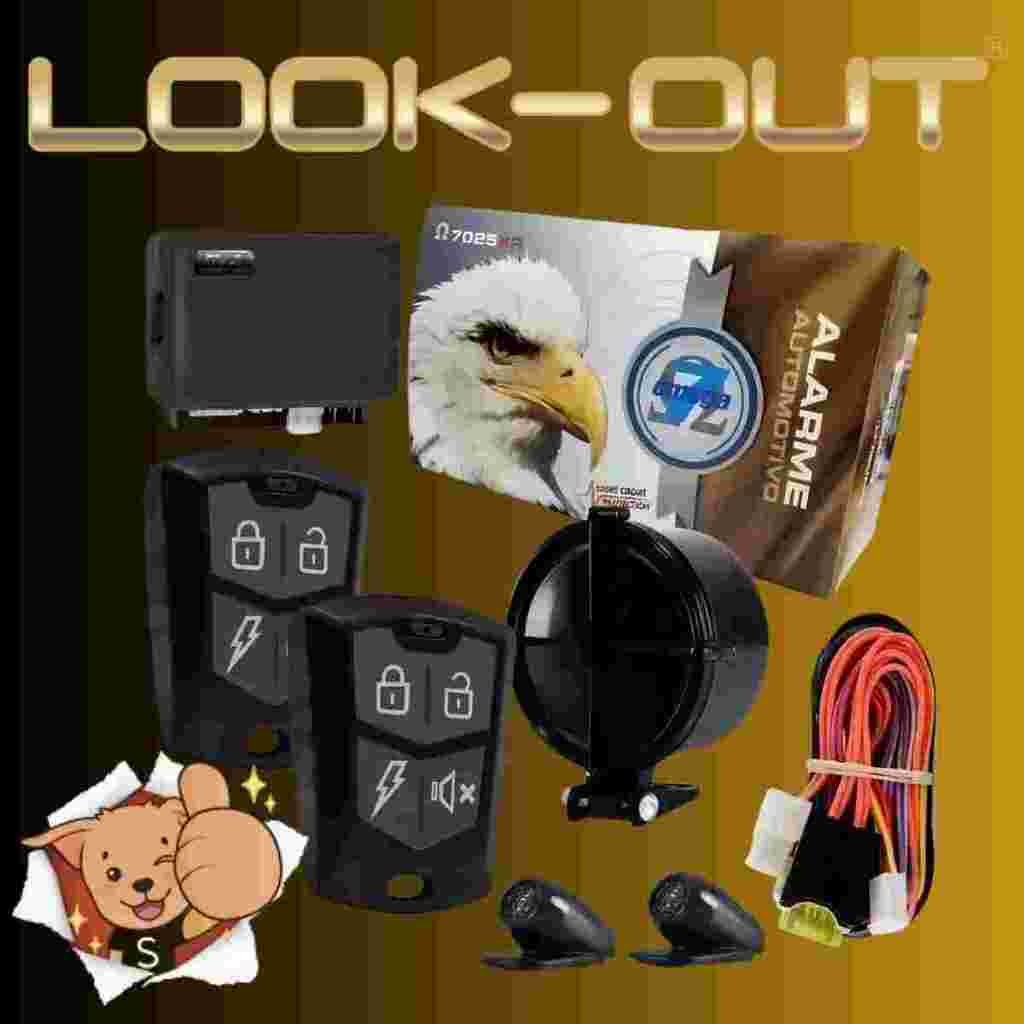 ALARME AUTOMOTIVO LOOK OUT OMEGA 7 OM7025XR UNIVERSAL COM 2 CONTROLES E SENSOR ULTRASSOM