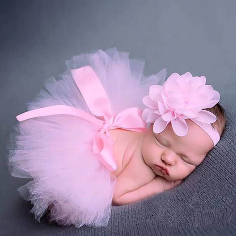 Bebê Recém-Nascido Tule Saia Tutu Fotografia Props Bowknot Infantil Meninas Foto Headband Set Crianças Chapéu Acessórios