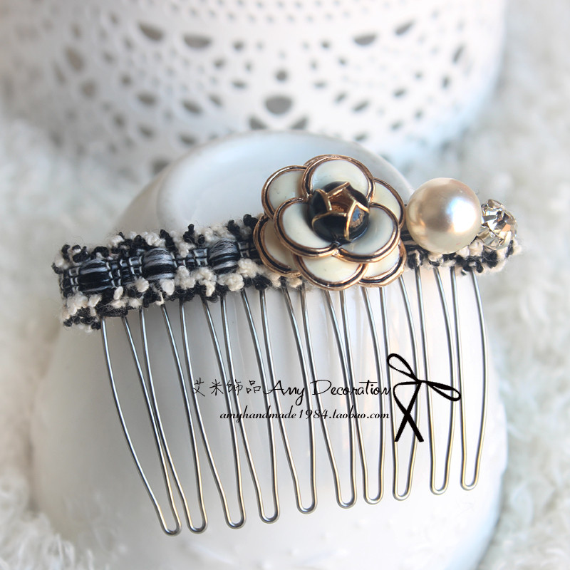 Acessórios de cabelo feitos à mão versão coreana pente de cabelo camélia grampo de cabelo pequena fragrância cocar japon