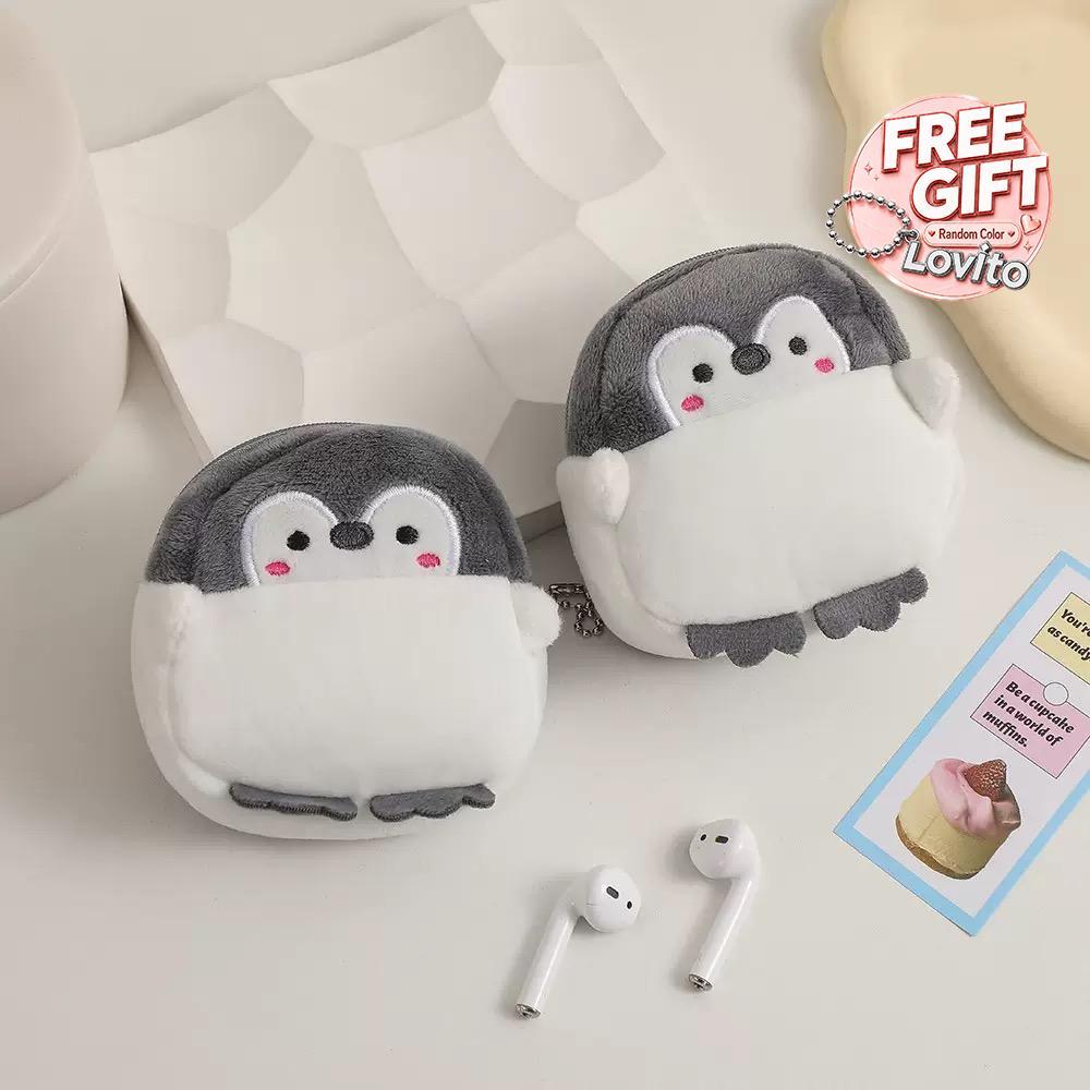 Bonito Pequeno Pinguim Moeda Carteira Porta Envelope Vermelho Linha De Dados Saco