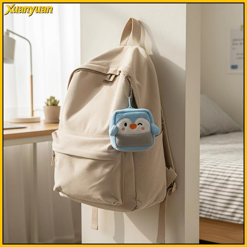 XYuan Bolsa De Moedas De Pinguim De Pelúcia Fofa Feminina Com Zíper Quadrado Mini Carteira Pequena Armazenamento Para Ca