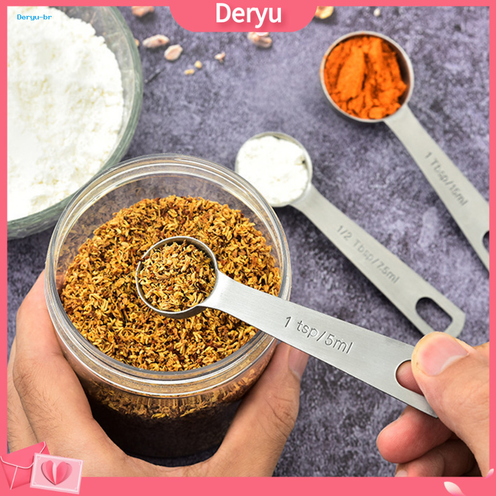 Engraved Measuring Spoons 7pcs Stainless Steel with Leveler Accurate Spice Baking Scoop Set for Cooking Kitchen Tools Du