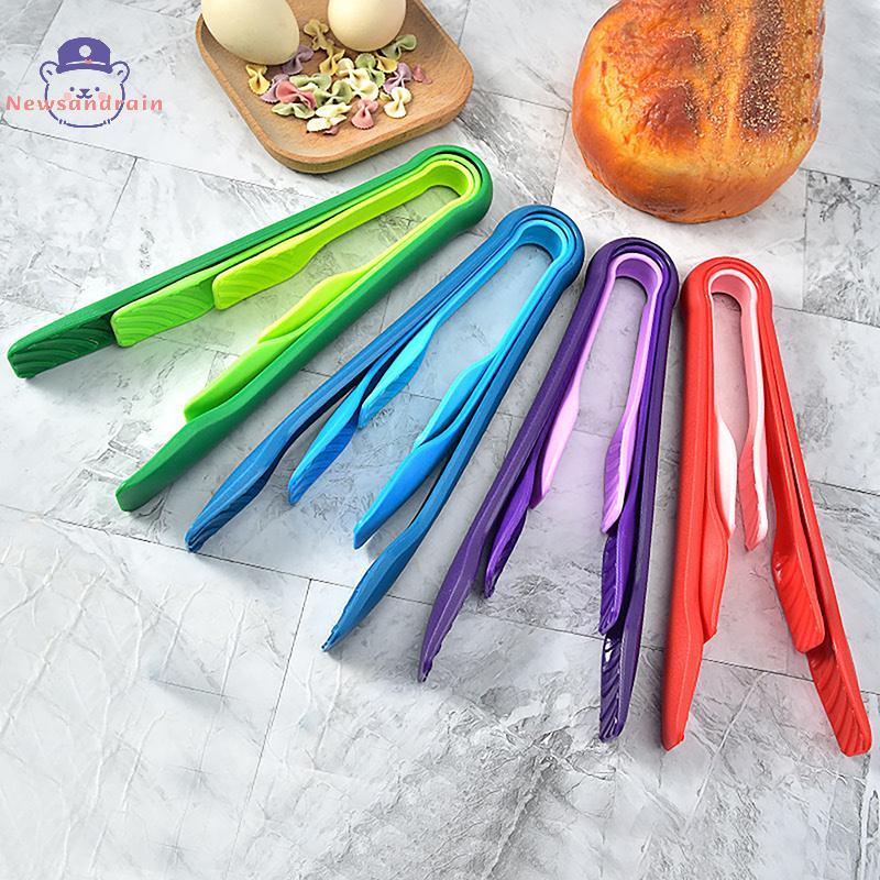 newsandrain 3 Pçs/set Antiderrapante Food Tong Grade Plástico Pão Pinças Salada Servindo Cozinha Cozinhar Clipe Braçadei