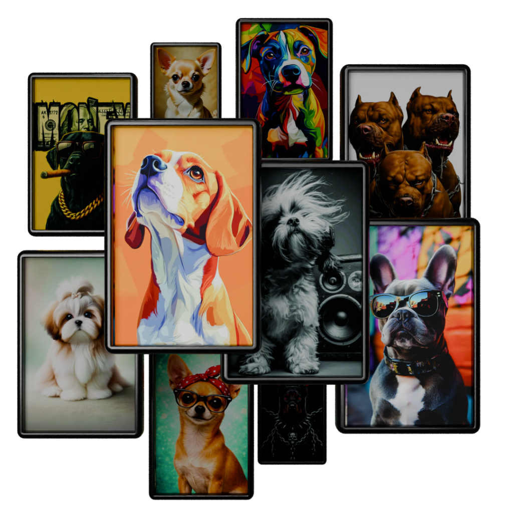 Kit de Quadros Dogs Cachorro Cute Animais Com moldura 30X20cm para decoração