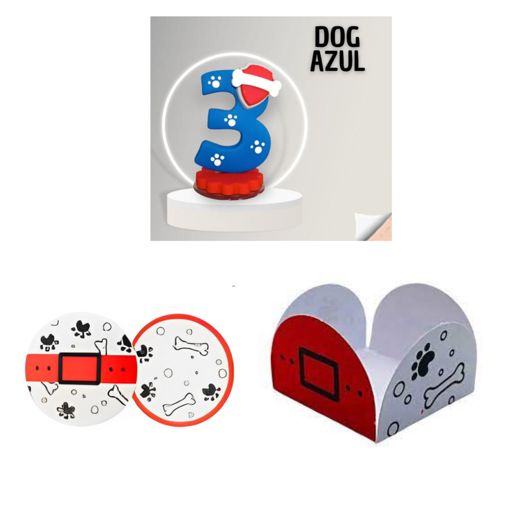 kit mesa Vela Canina Dog com Pavio Magico + 100 forminha +48 adesivos