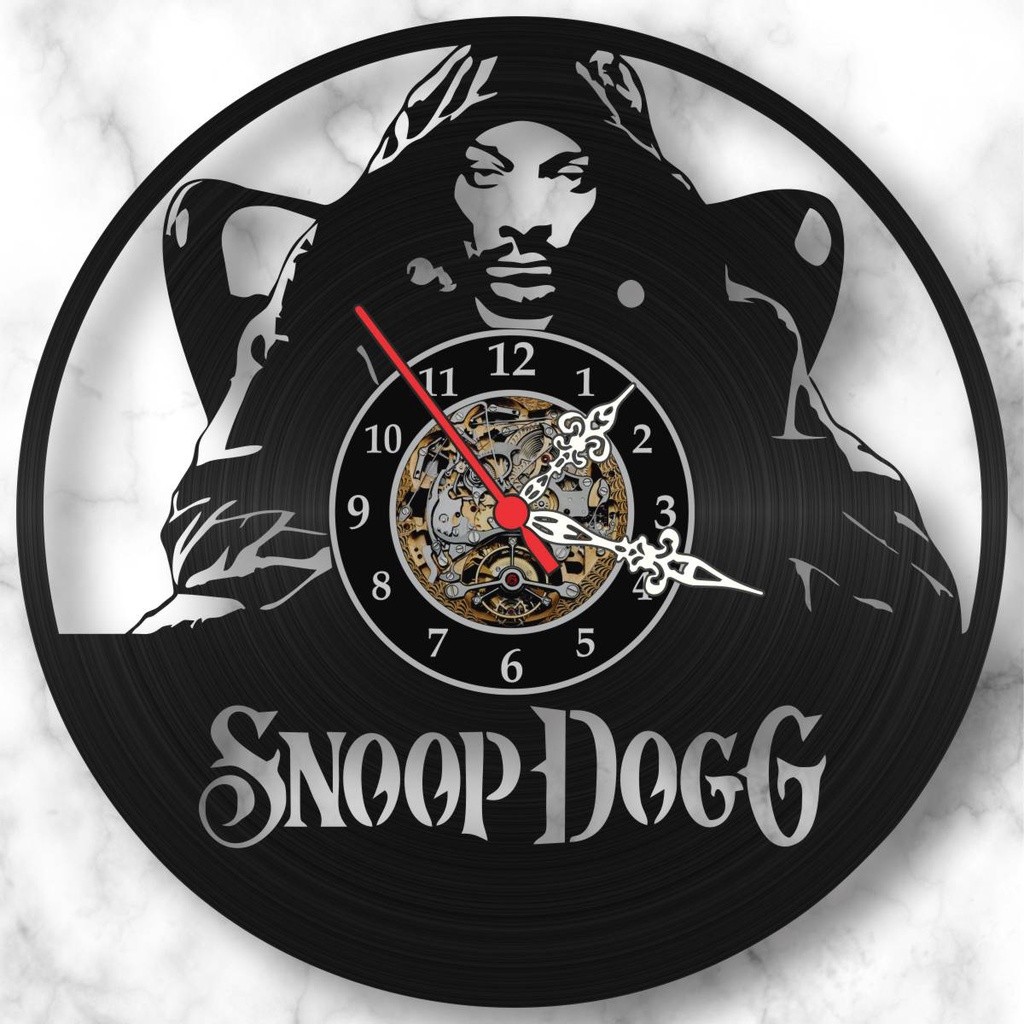 Relógio de Parede Disco de Vinil Snoop Dog Gangsta Rap Musica Decorativo Retrô Vintage Quarto Sala