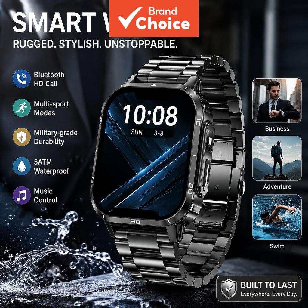 2026 novo smartwatch para homens e mulheres: chamadas Bluetooth, mais de 100 esportes, resistência 5ATM à prova d'água,
