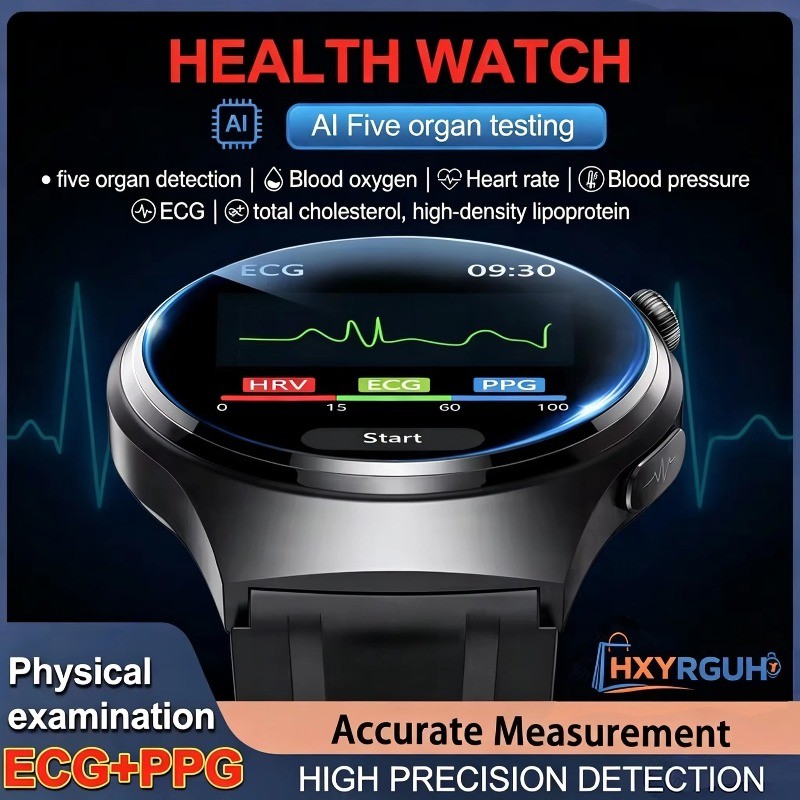 2026 Mais Novo ECG + PPG Smartwatch Relógio Inteligente Médico Sangue Lipídio Ácido Úrico Gordura Corporal Chamada HD IP