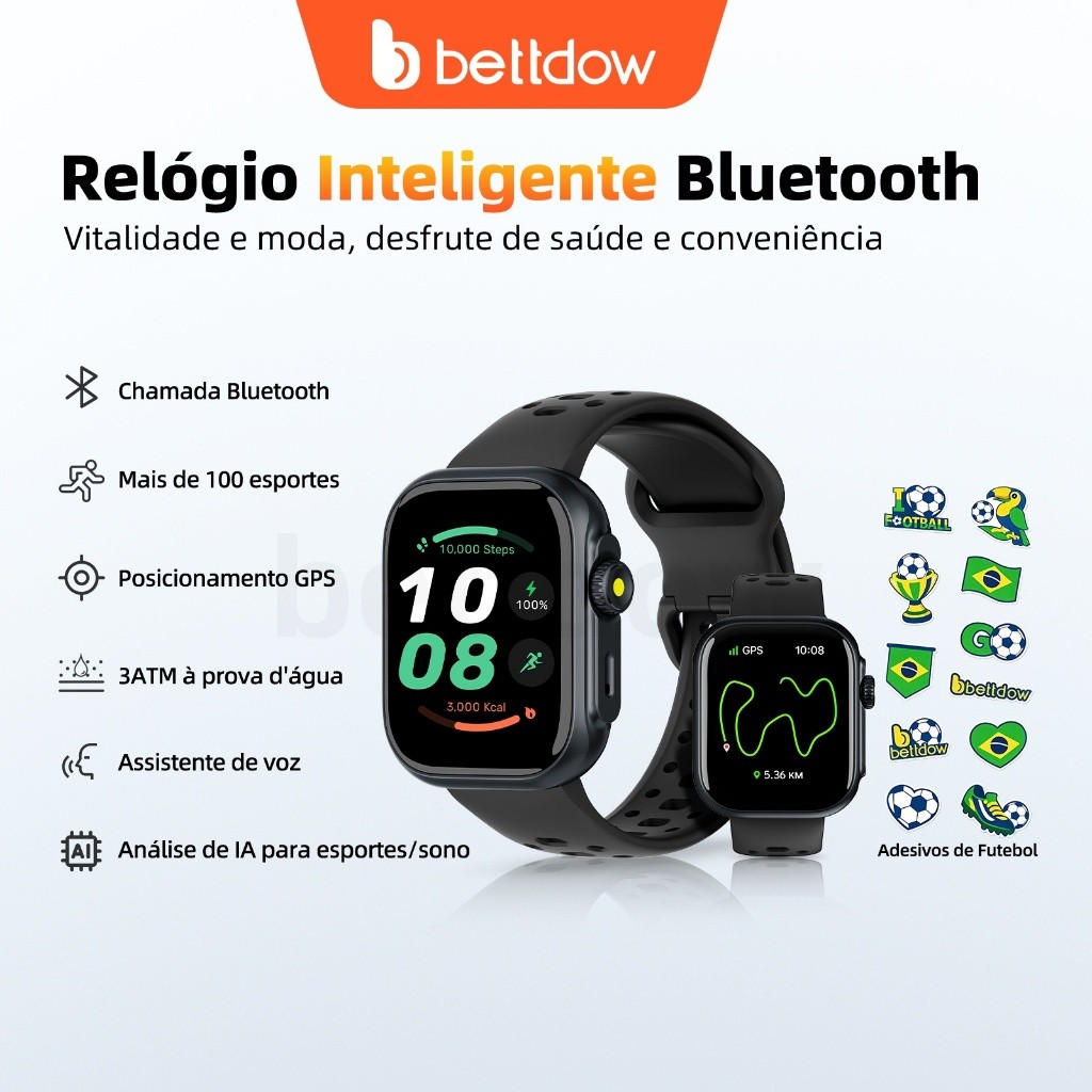 BETTDOW kriki Ai modelo GPS + smartwatch Alexa com mais de 100 modos desportivos, à prova de água 3ATM
