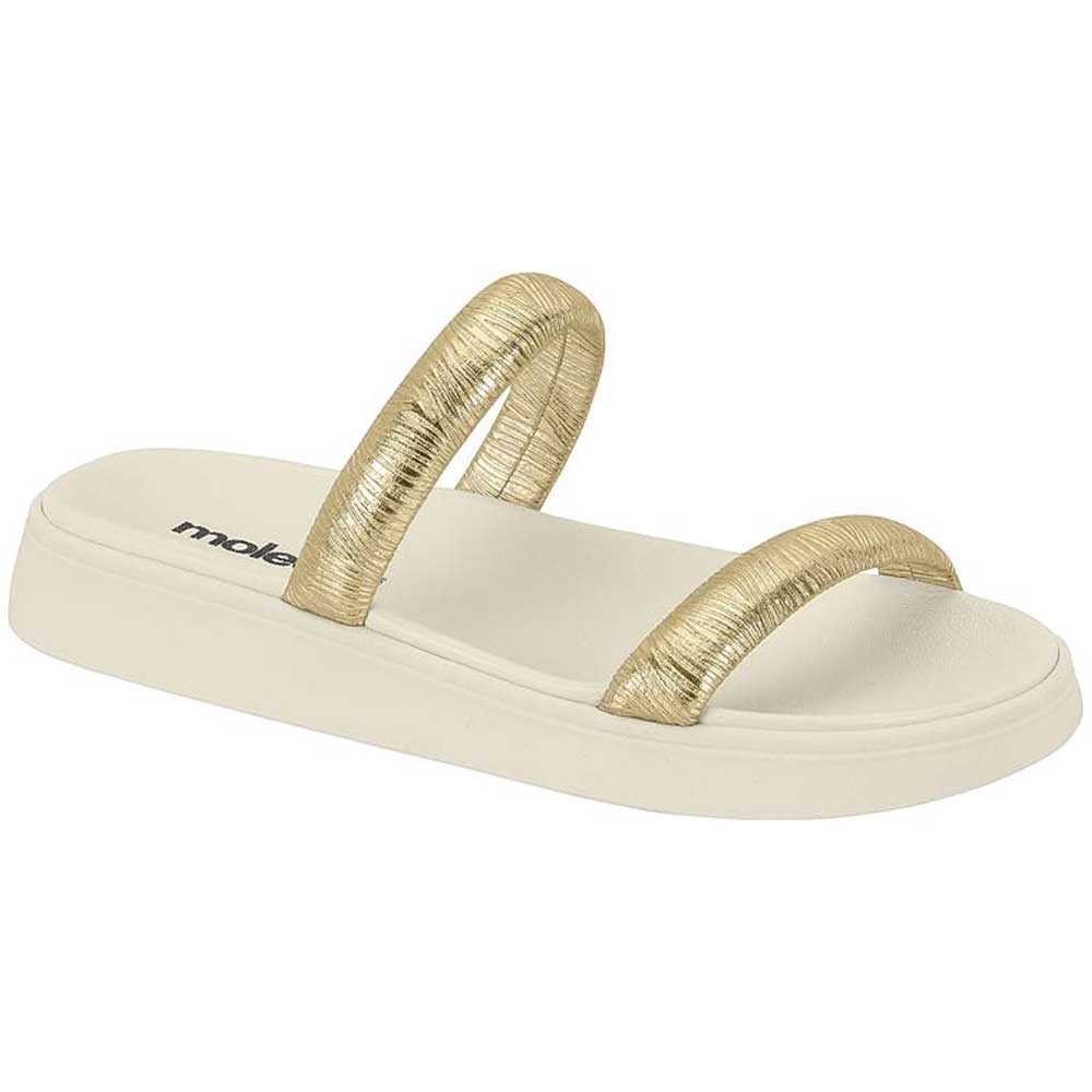 Chinelo Flatform Dourado Branco Off Moleca 5507.100