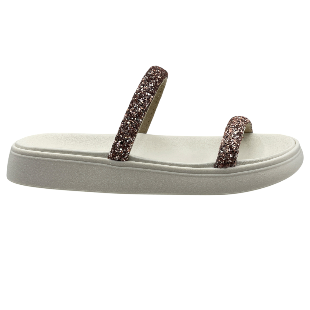 Chinelo Flatform Slide Casual Maxi Glitter Moleca 5507.100