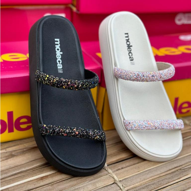 Sandália Moleca Plataforma Feminina Casual 5507.100 Leve Macia para o Dia a Dia