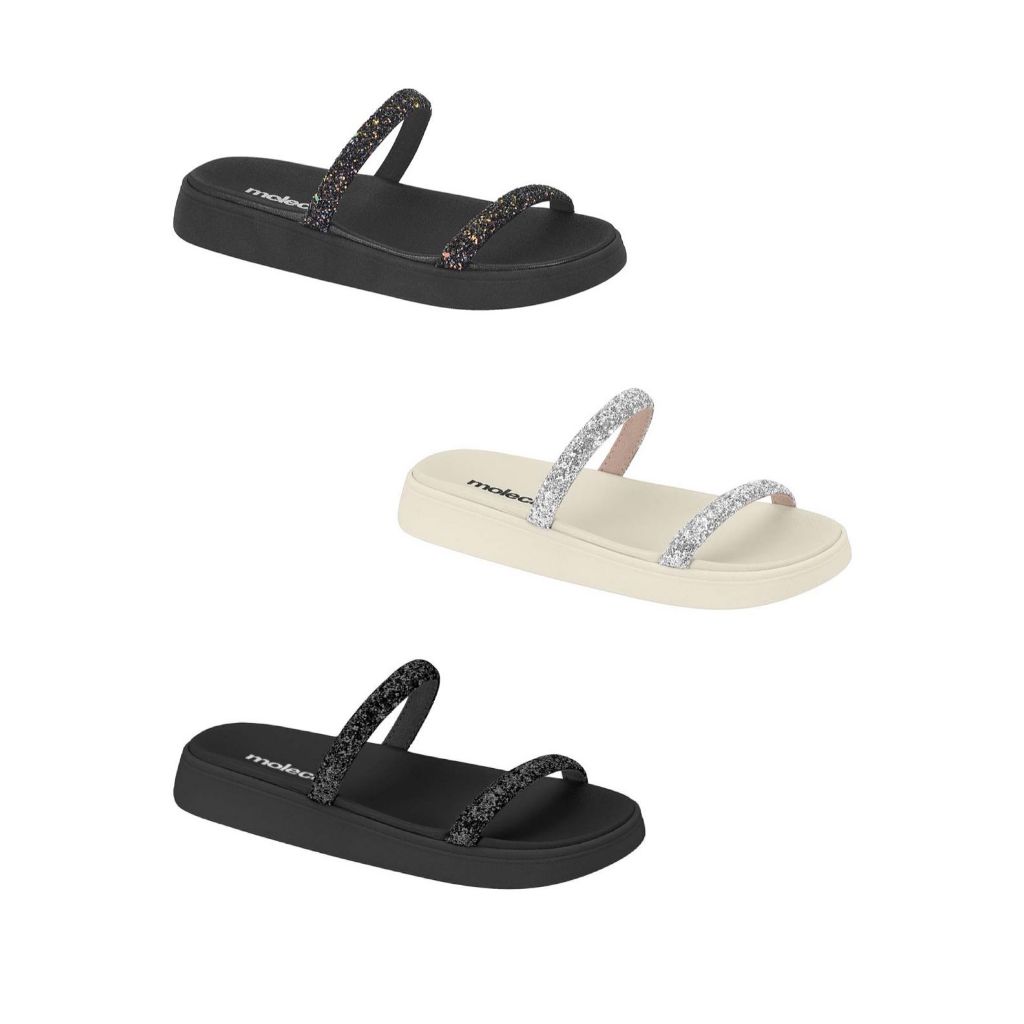 Sandália Papete Tiras Glitter Moleca 5507.100