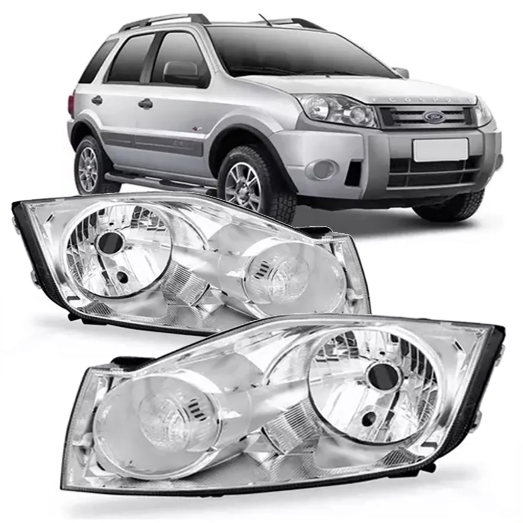 FAROL ECOSPORT 08/12 FOCO SIMPLES MASCARA CROMADA