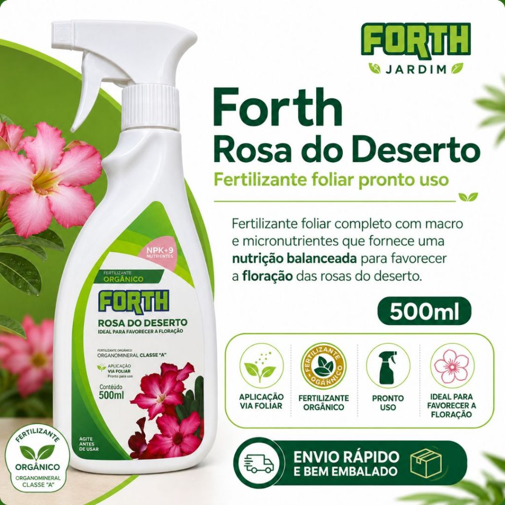 Adubo para Flores Forth Pronto Uso 500ml Fertilizante Orgânico para Floração, Plantas e Jardim