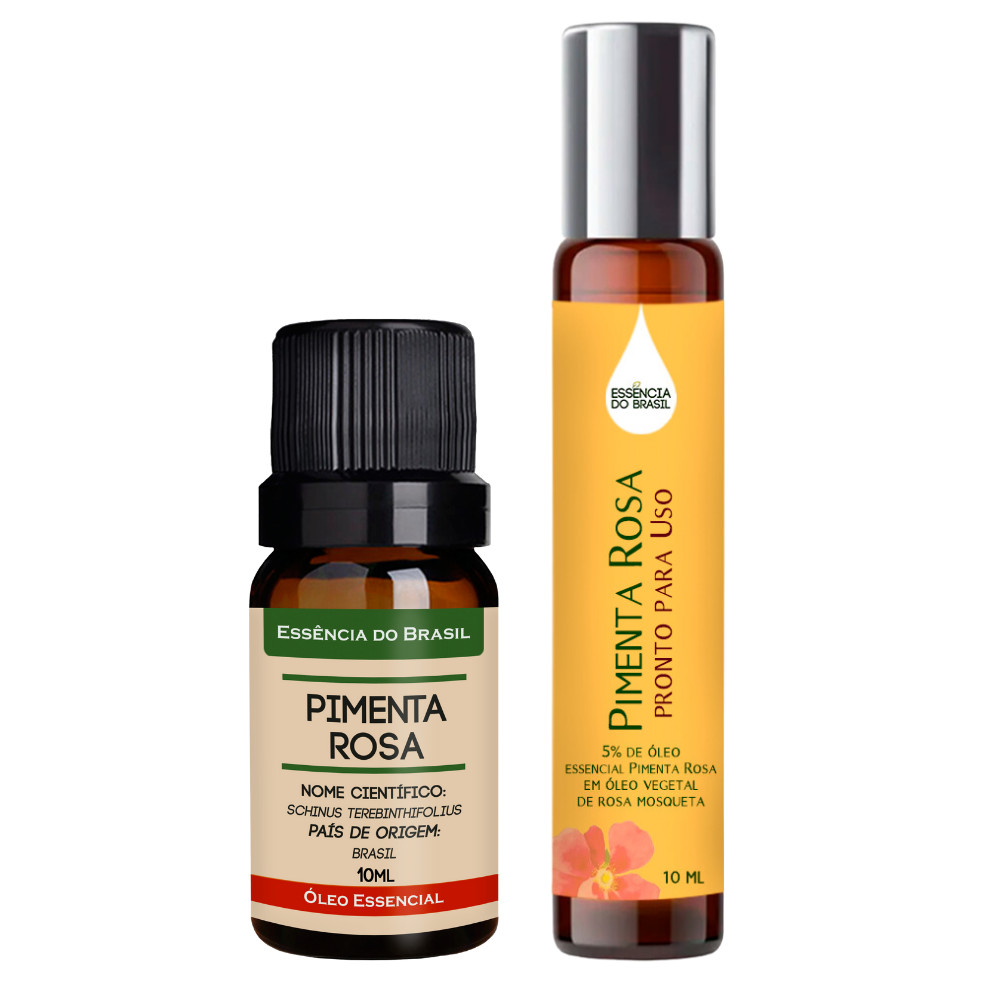 Kit Óleo Essencial Pimenta Rosa + Pronto P/ Uso Roll On 10ml