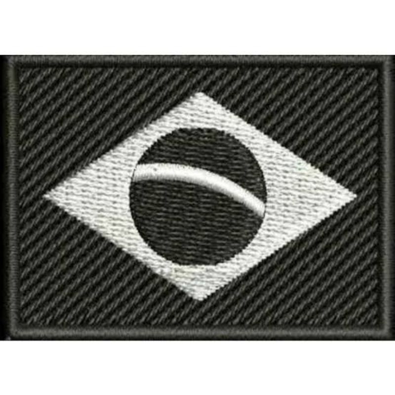 Patch Bandeira do Brasil Negativa Termocolante ou Fecho de contato ( carrapicho) 7cm x 5 cm