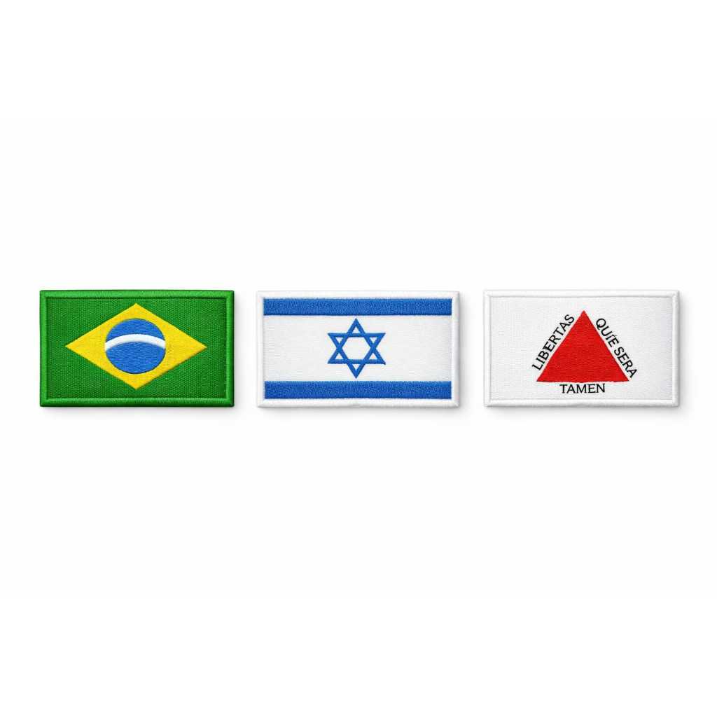 Patches termocolante kit bandeira do Brasil, Israel, e Minas Gerais tamanho 7cm por 5 cm