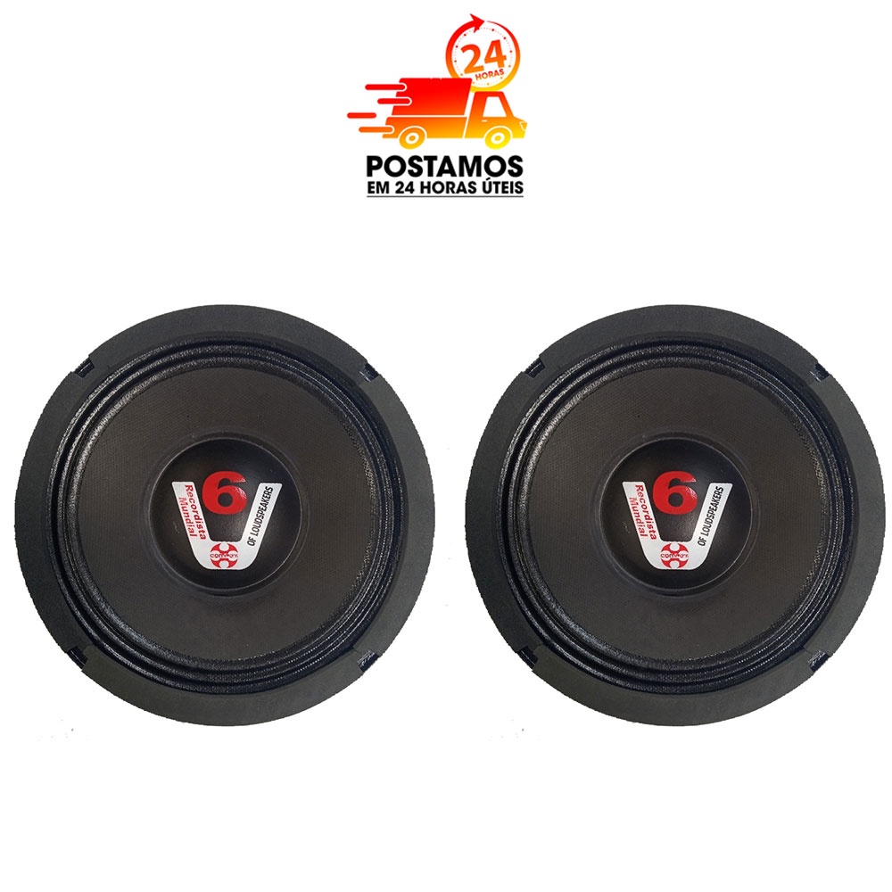 Kit 2 Alto Falante Woofer Preto Chapa Compet 8 Polegadas 4-8 ohms 100w Rms Cone Celulose