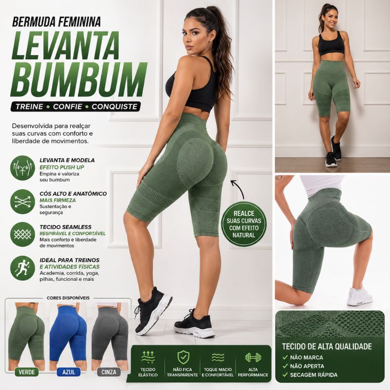 Bermuda Fitness Feminino Empina Bumbum Modelo Esportivo TAM: ÚNICO Varias Cores. TX