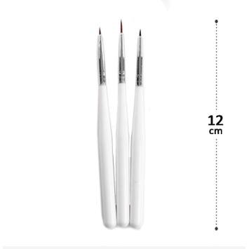 Pincéis para Unhas 3 Peças 12 cm Desenho Artístico KL100299
