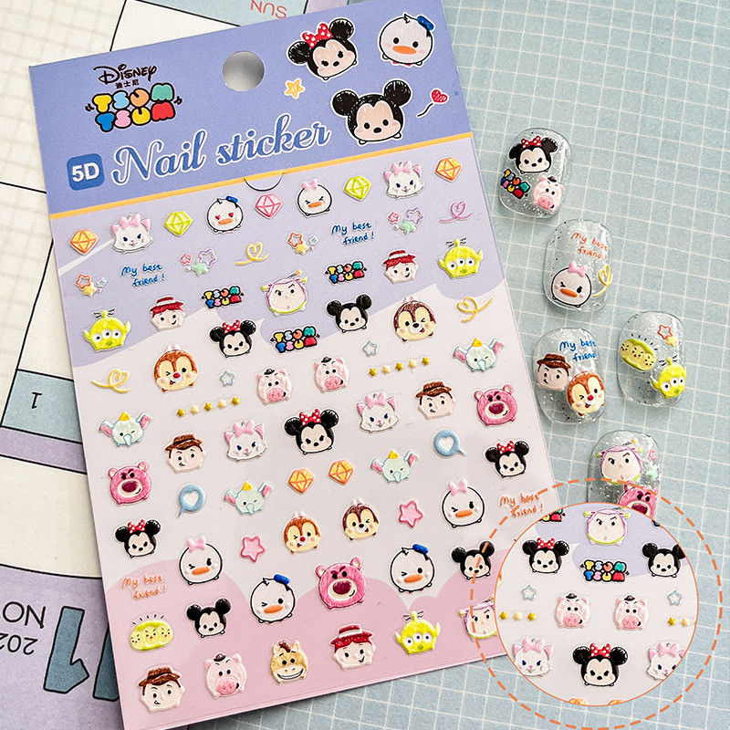 Sanrio 5D em relevo adesivos de unhas crianças dos desenhos animados menina Kuromi adesivos decorativos à prova dwaterpr