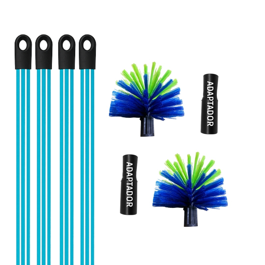 Kit 2 Escovas Limpa Teto Nylon Rosqueável com Cabos Multiuso para Paredes Cantos  Pisos Profissional