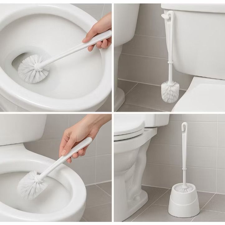 Escova Sanitária De Piso Para Limpeza Vaso Banheiro Multi Uso Com Suporte Plástico