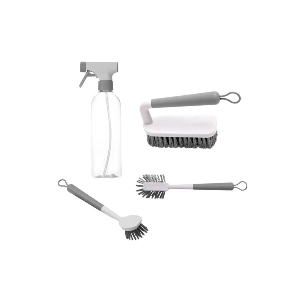 Kit Limpeza Completa Flow OU – Borrifador + Escovas Multiuso + Escova de Piso