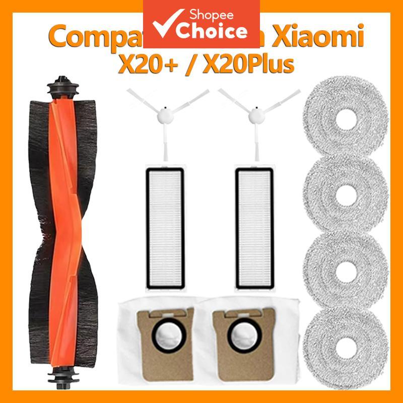 Kit de Peças de Reposição para Robô Aspirador Compatível com Xiaomi X20+ X20 Plus: escovas principais e laterais, filtro