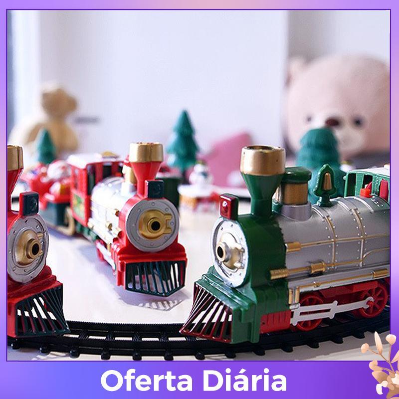 Estoque no Trem De Natal Brinquedos Elétricos Decoração Da Árvore Tra Quadro Carro Ferroviário Com Som & Luz Presentes