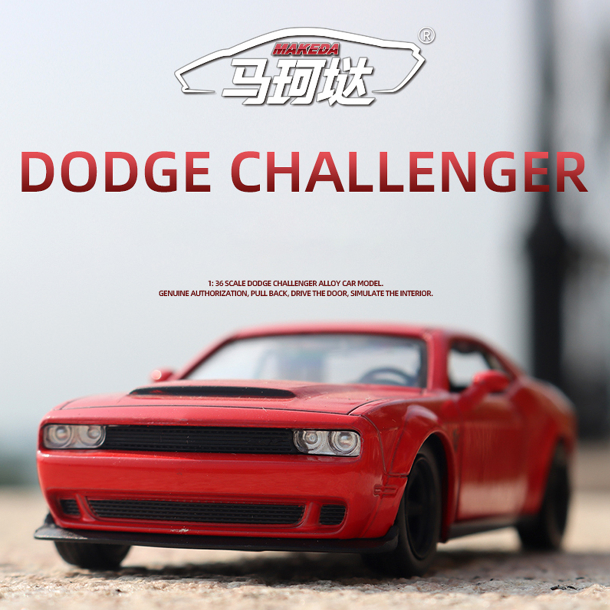 MAKEDA Dodge Challenger 1/36 Modelo De Carro Fundido Puxar Para Trás Liga Muscular Portas Que Podem Ser Abertas Simulaçã