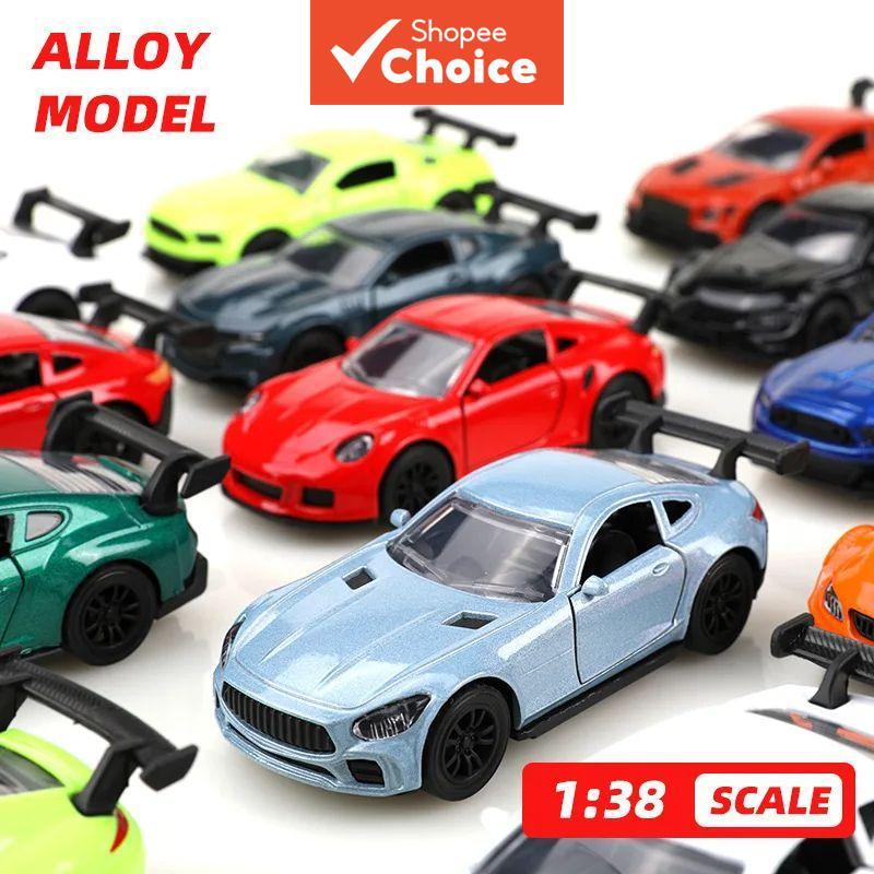 Modelo de carro esportivo de escala 1:38 em liga, ação de puxar para trás, portas que abrem, presente ideal de brinquedo