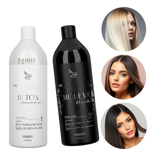 Kit Profissional Zap Me Leva Tratamento Máscara Alisamento + Shampoo Detox Antiressíduos 2x1 Litro.
