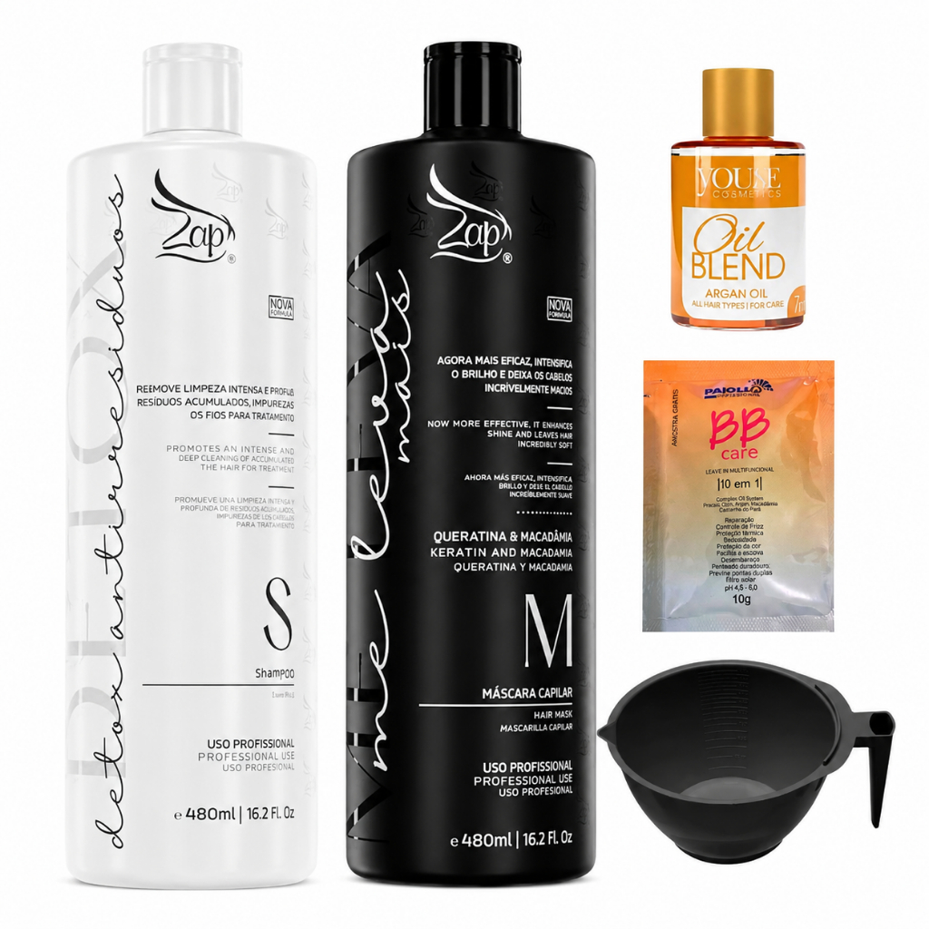 Kit Zap Progressiva Me Leva Black + Shampoo Detox 500ml