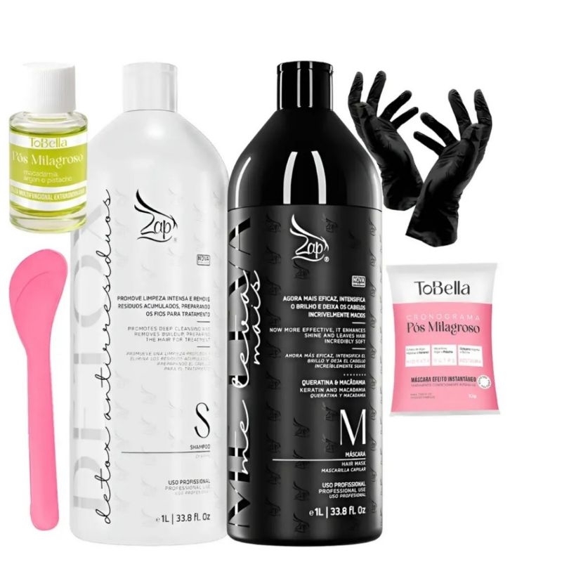 kit Zap Shampoo Detox + Progressiva Me Leva 2x1000ml Profissional  a Mais Vendida