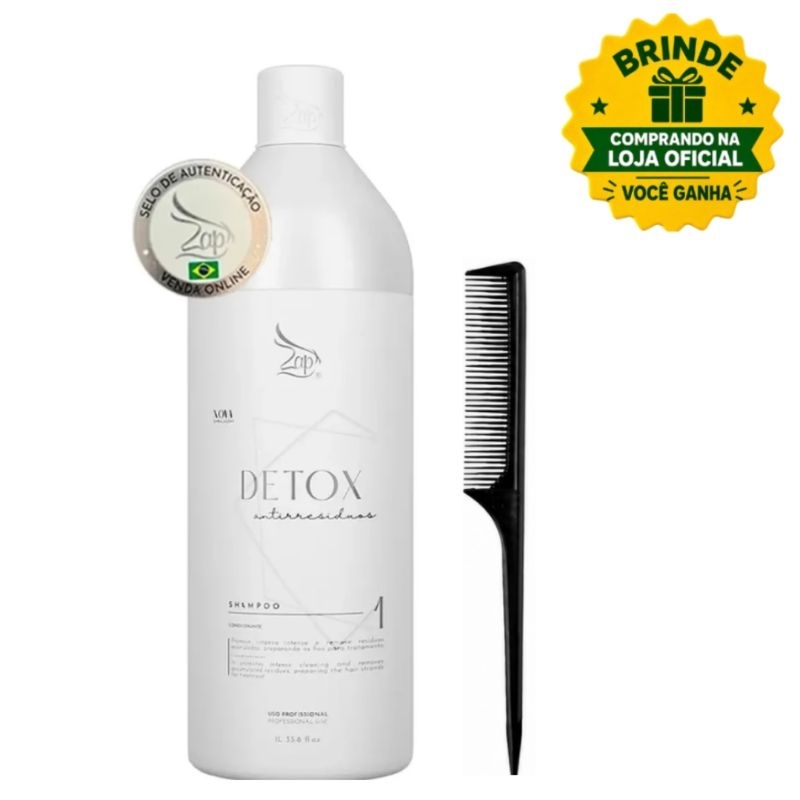 Shampoo Antirresíduos Detox Zap 1litro Limpeza Profunda