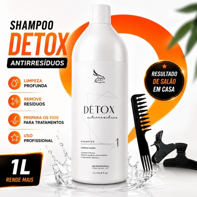 shampoo Detox Antirresíduos limpeza profunda Zap 1000ml