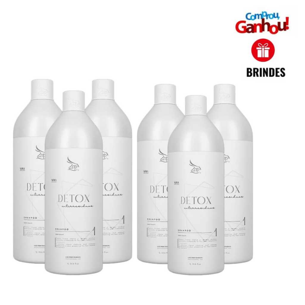 Combo 06 Shampoo Zap Anti Resíduos Detox Limpeza Intensa 1L-6x1litro
