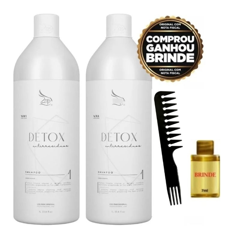 kit Zap 2 Shampoo Detox Antirresíduos limpeza Profunda 2x1000ml