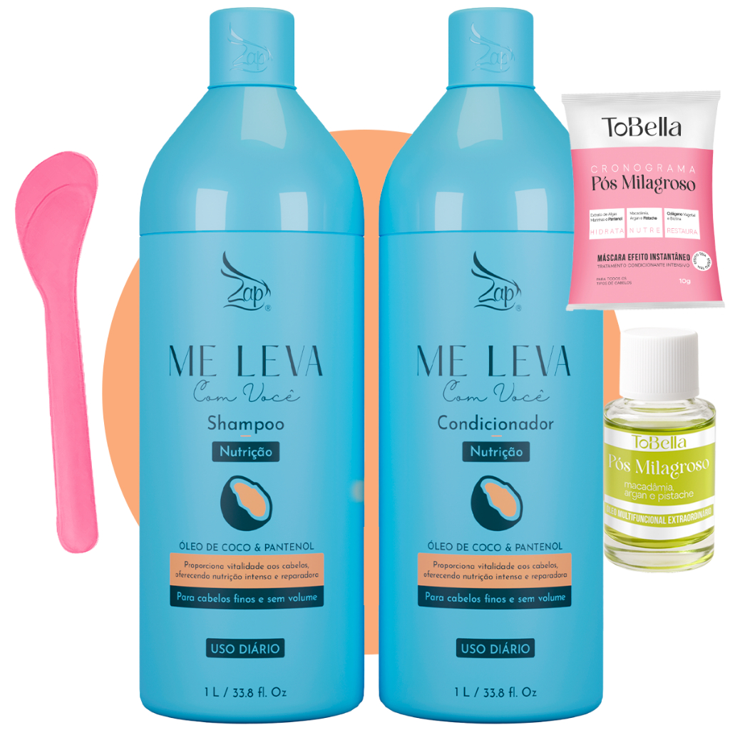 Zap Kit Shampoo + Condicionador Óleo De Coco E Pantenol 1l