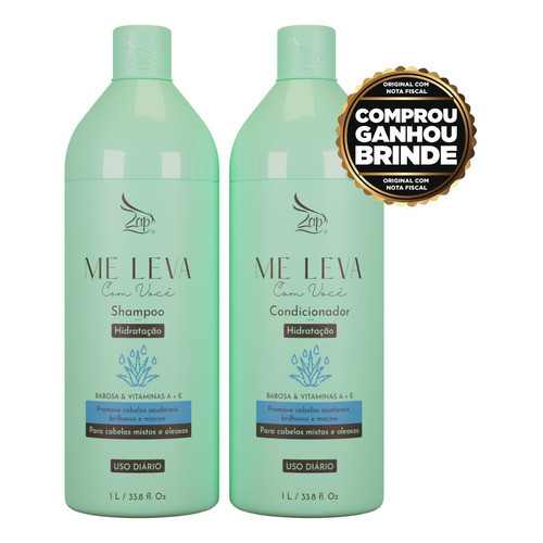 Kit Zap Hidratação Shampoo E Condicionador Babosa 1l + Brind