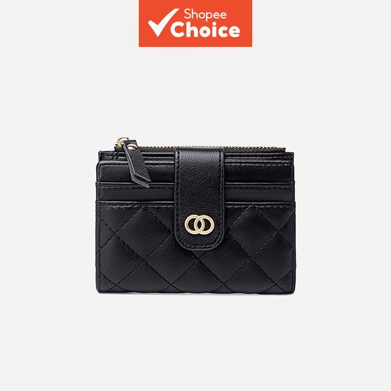 Carteira feminina curta, dobrável, com várias slots, carteira simples para estudantes, clipe para troca, bolsa de
