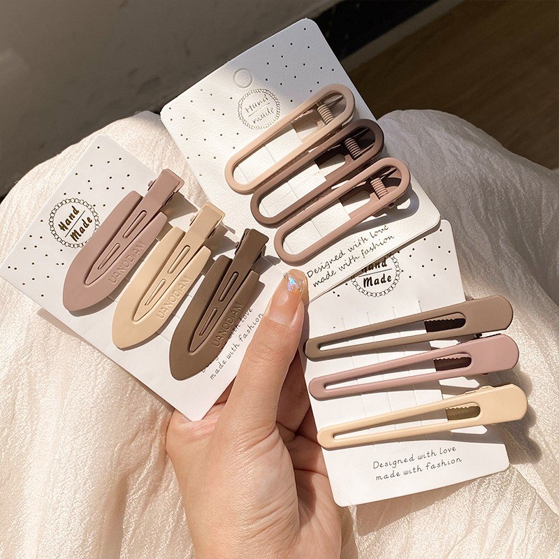 3 Pçs Cor Café Conjunto De Grampo De Cabelo Novo Simples Frente Bang BB Clipes Na Moda Versátil Estilo Floresta Feminino