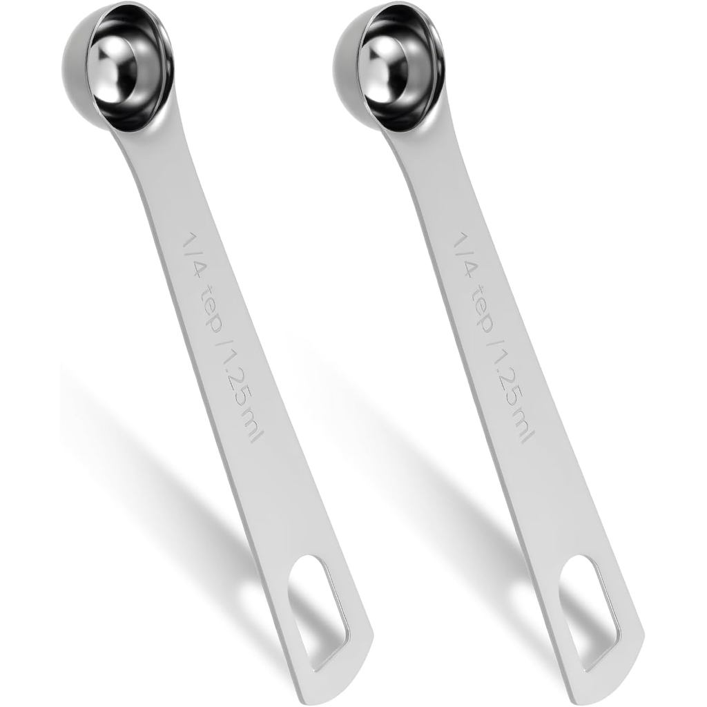 2pcs 1/4 Teaspoon Measuring Spoon 1/4 tsp 1.25 ml 1.25 cc Tablespoon Measuring Stainless Steel Mini Small Table Me