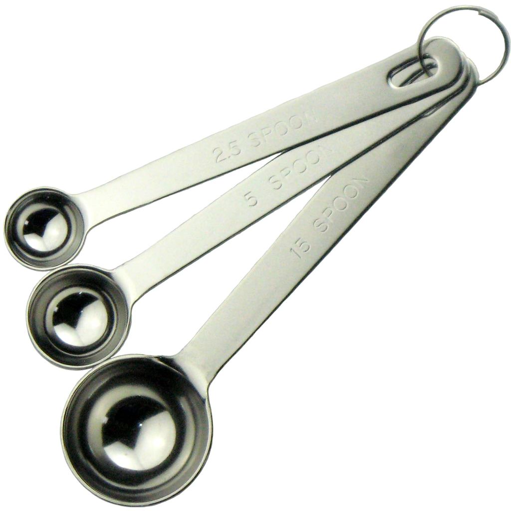 NAGAO Tsubame Sanjo Extra Thick Measuring Spoon Set 15cc, 5cc, 2.5cc with Ring, Made in Japan, 18-8 Stainless Steel【Dire