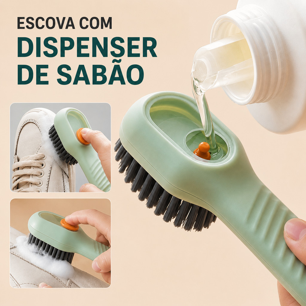 Limpa Tênis e sapato escova com Dispenser Reservatório Escova Multifuncional Limpeza Tênis Sapatos Ergonômica
